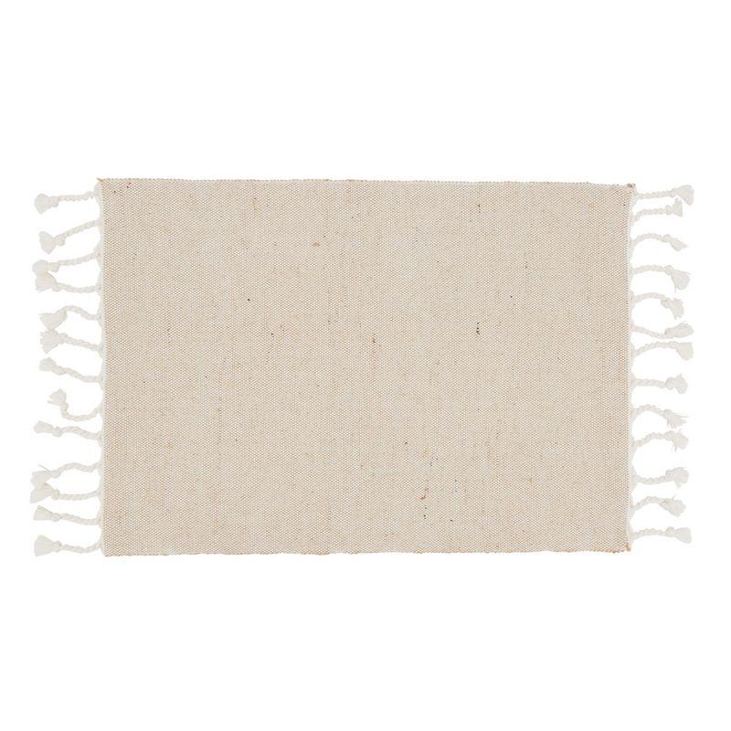 Beige Cotton and Jute Tassel Placemats, Set of 4