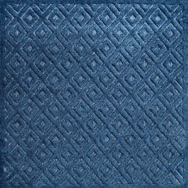 5' x 5' Portmany Neutral Diamond Trellis Indoor/Outdoor Area Rug, Navy - JONATHAN Y