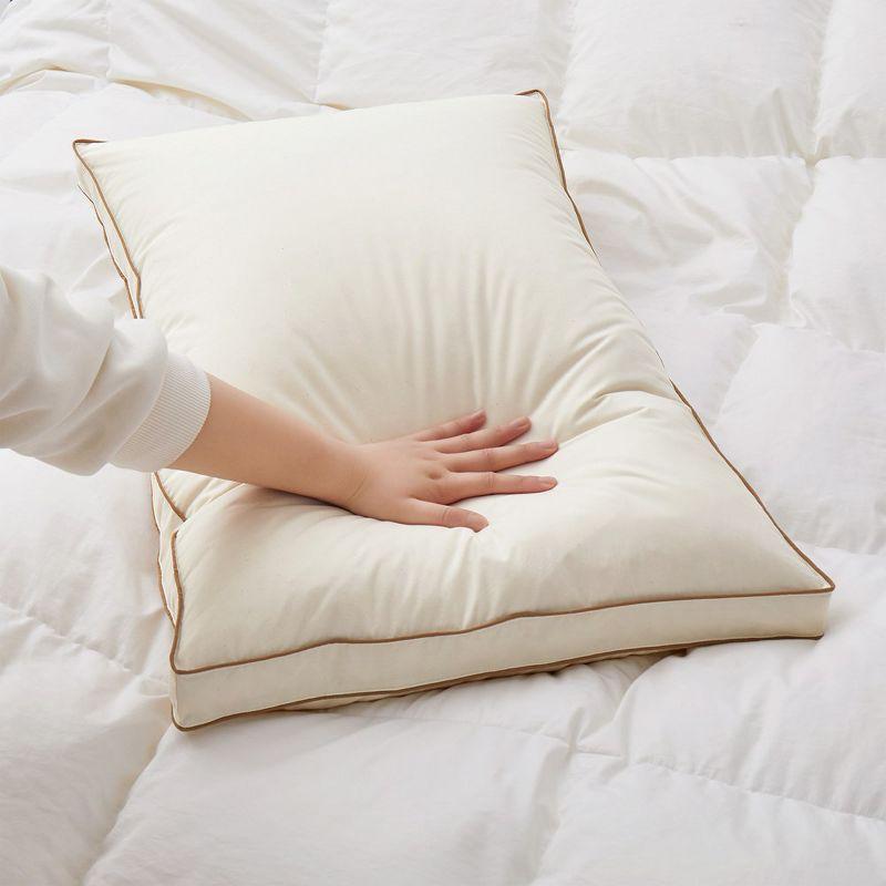 Peace Nest 2 Pack 100% Organic Cotton Gusseted Down Feather Bed Pillows, Pillow-in-a-pillow Design, Standard