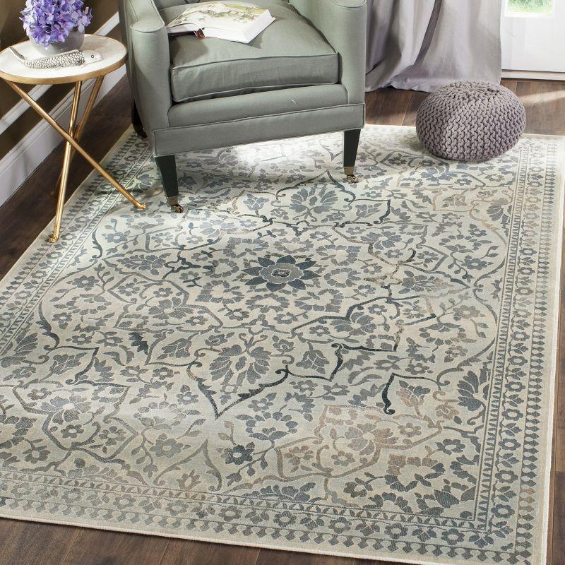 Heirloom Elegance Cream & Light Blue Hand-Knotted 5' x 7' Rug