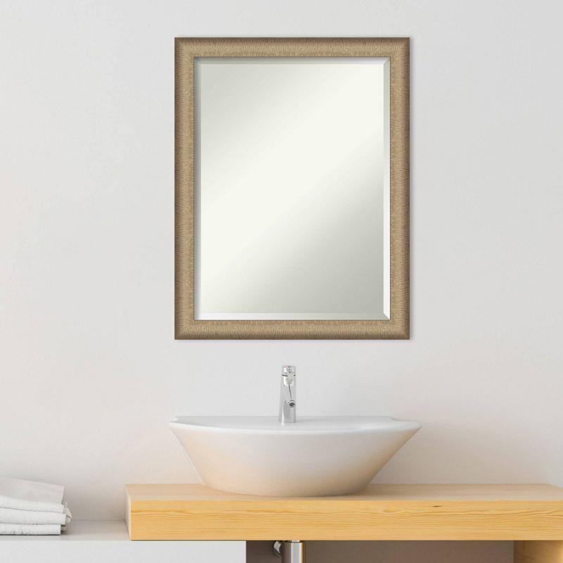 21" x 27" Elegant Brushed Framed Bathroom Vanity Wall Mirror Bronze - Amanti Art: Satin Finish, Polystyrene Frame, Wall Mounted