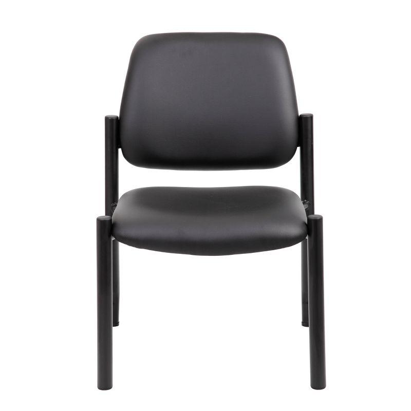 Sleek Mid-Back Armless Guest Chair in Antimicrobial Black Vinyl