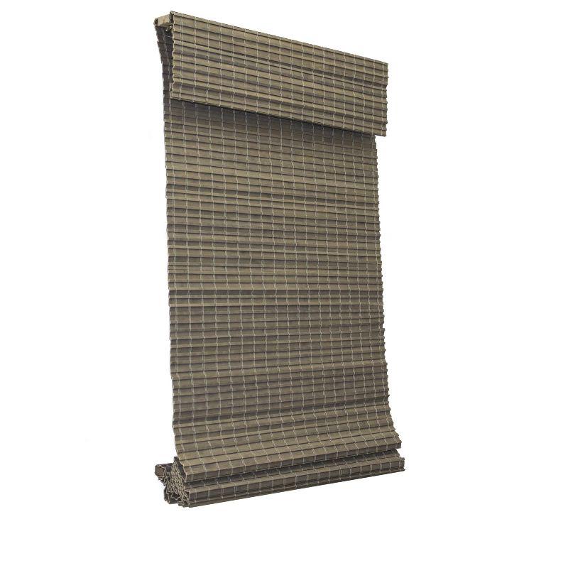 Cordless Driftwood Gray Bamboo Blackout Roman Shade 23" W x 64" L