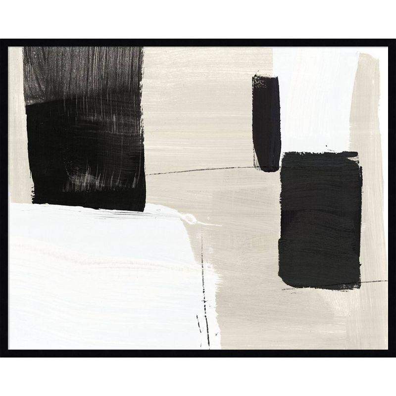 Large Black and White Abstract Wood Framed Wall Art