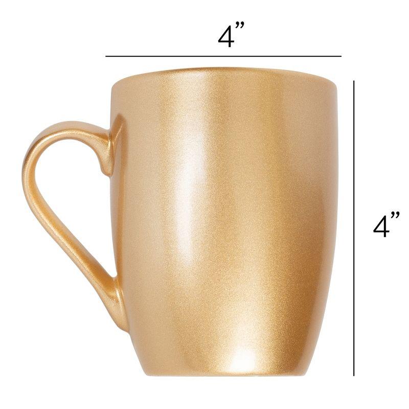 Gold Ceramic Mug with Winter Design, 12 oz