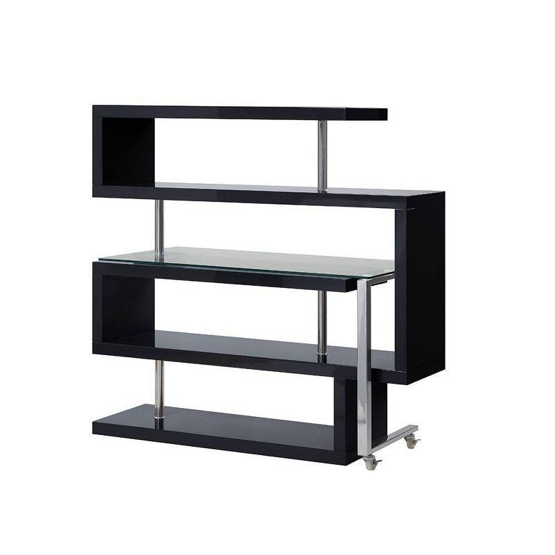 Acme Furniture Buck II Clear Glass Desk Chrome/Black High Gloss Finish