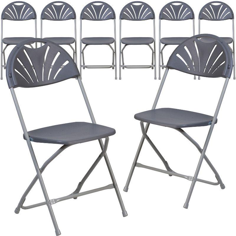 Joaquin Plastic Fan Back Folding Event Chairs with Carrying Handles