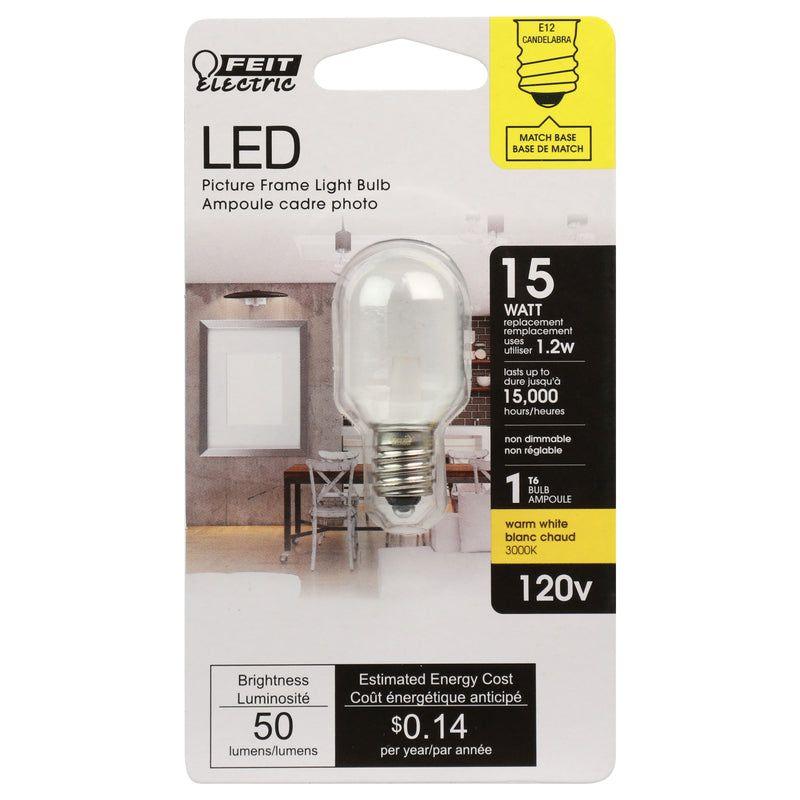 Feit Electric T6 E12 (Candelabra) LED Bulb Warm White 15 Watt Equivalence 1 pk