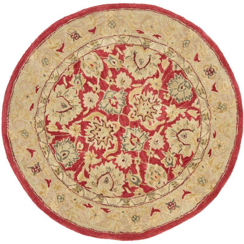 Anatolia AN522 Hand Tufted Indoor Area Rug - Red/Ivory - 4' Round - Safavieh