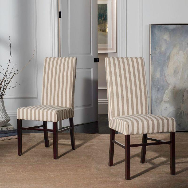 Classic 20''H Striped Side Chair (Set Of 2) - Tan/Cream - Safavieh
