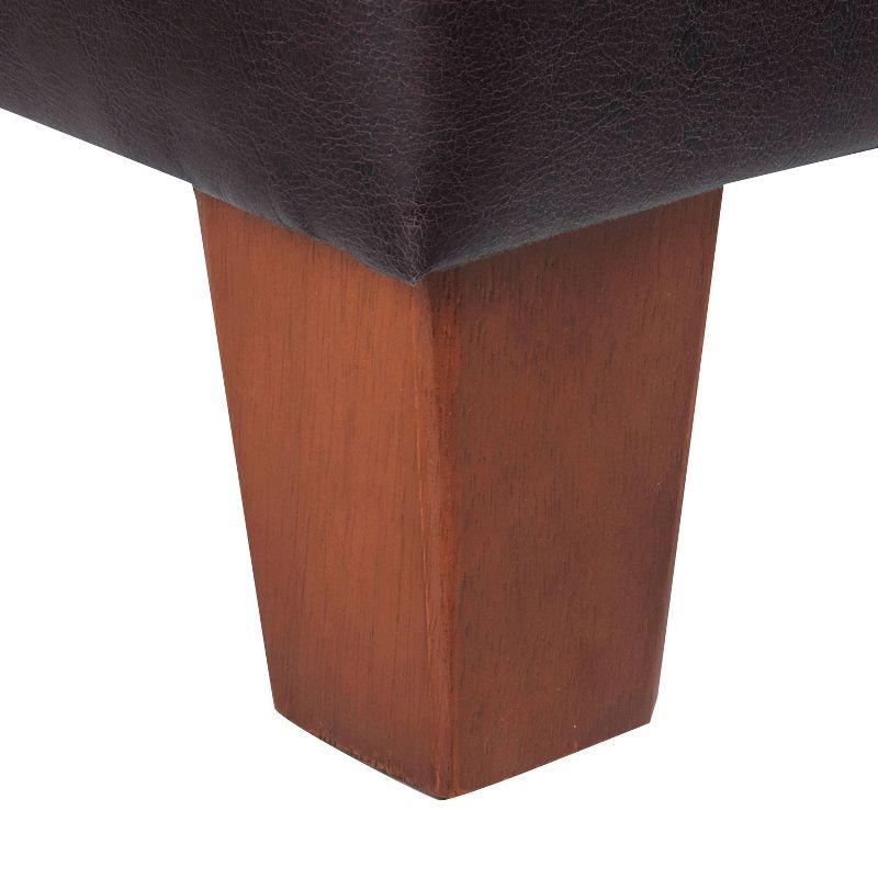 Elegant Brown Faux Leather Tufted Large Storage Ottoman