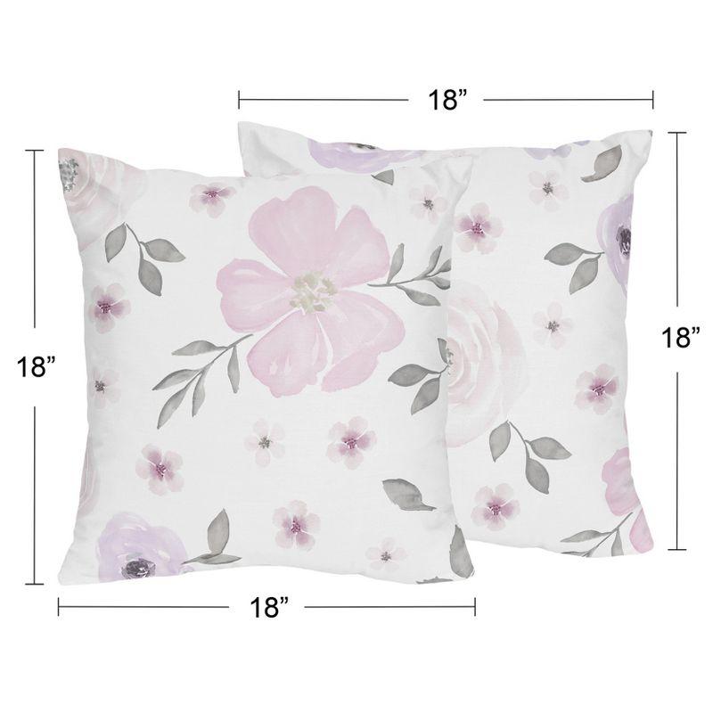 Watercolor Floral Square Pillow Cover & Insert