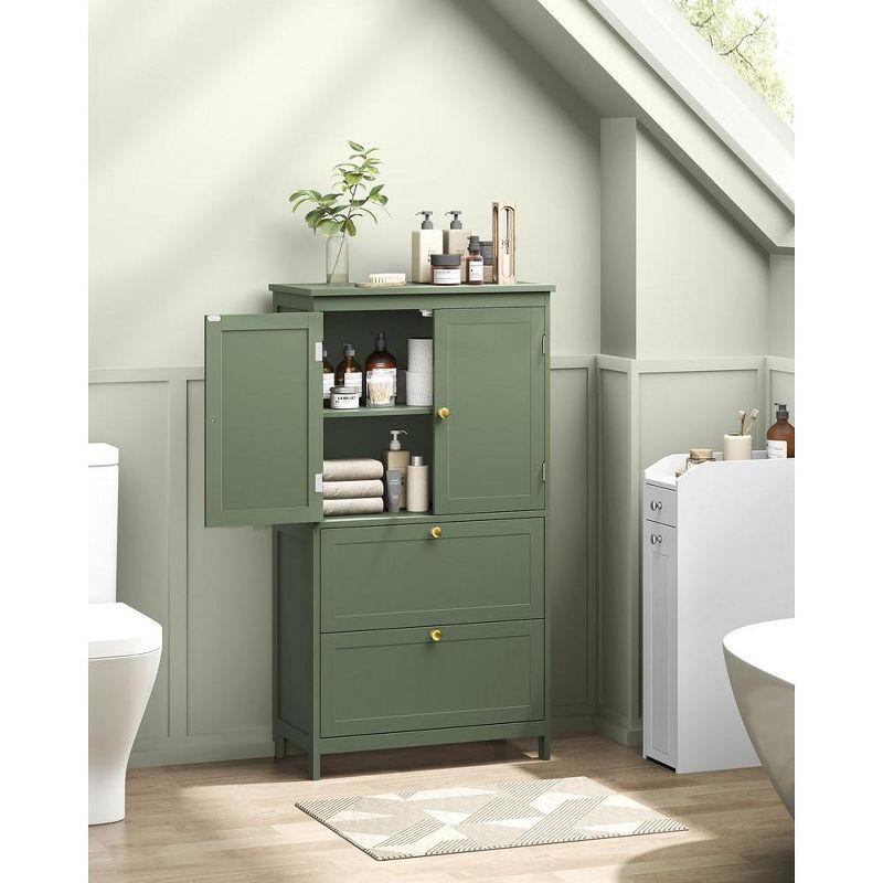 Forest Green MDF Freestanding Storage Cabinet with 2 Drawers and 2 Doors