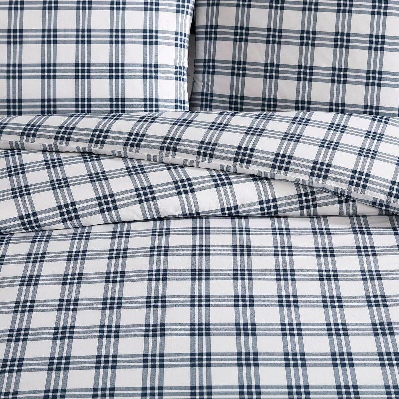 Eddie Bauer Arrowhead Eddie Bauer Basic Plaid Navy Cotton Percale Duvet Cover Set