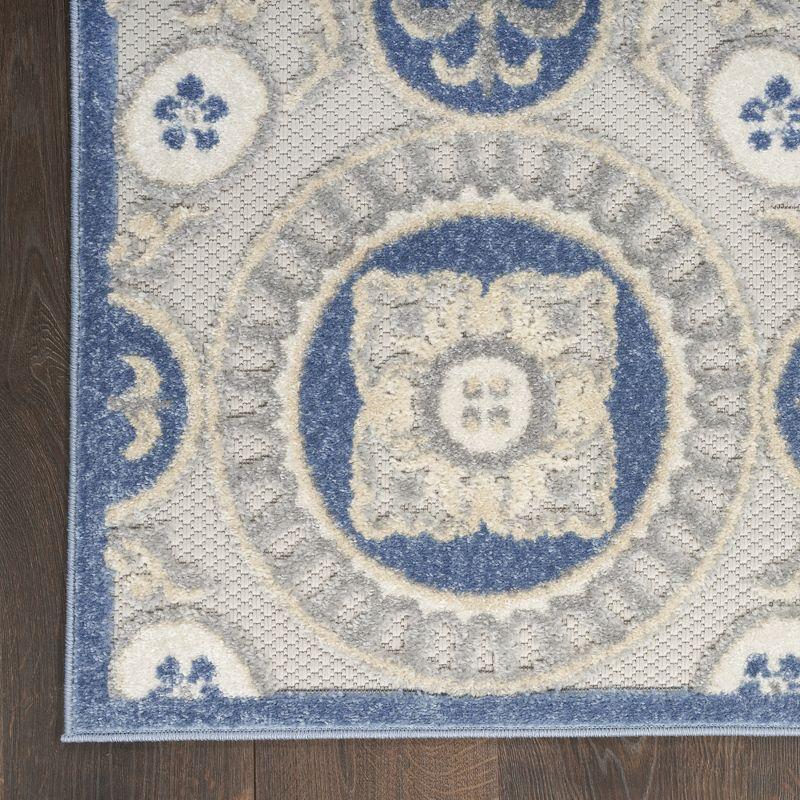 Elegant Retreat 4' x 6' Blue/Grey Synthetic Rectangular Rug