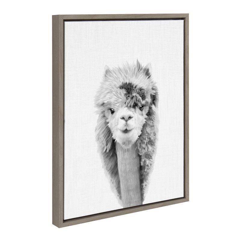 Kate and Laurel Sylvie Lionel Blotchy Alpaca Framed Canvas by Simon Te, 18x24, Gray