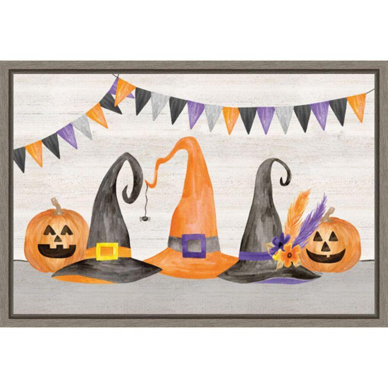 Halloween Witches and Pumpkins Earth Tone Canvas Print