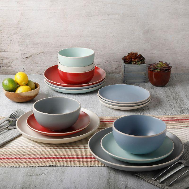 Gibson Home Rockaway 12-Piece Stoneware Dinnerware Set Blue