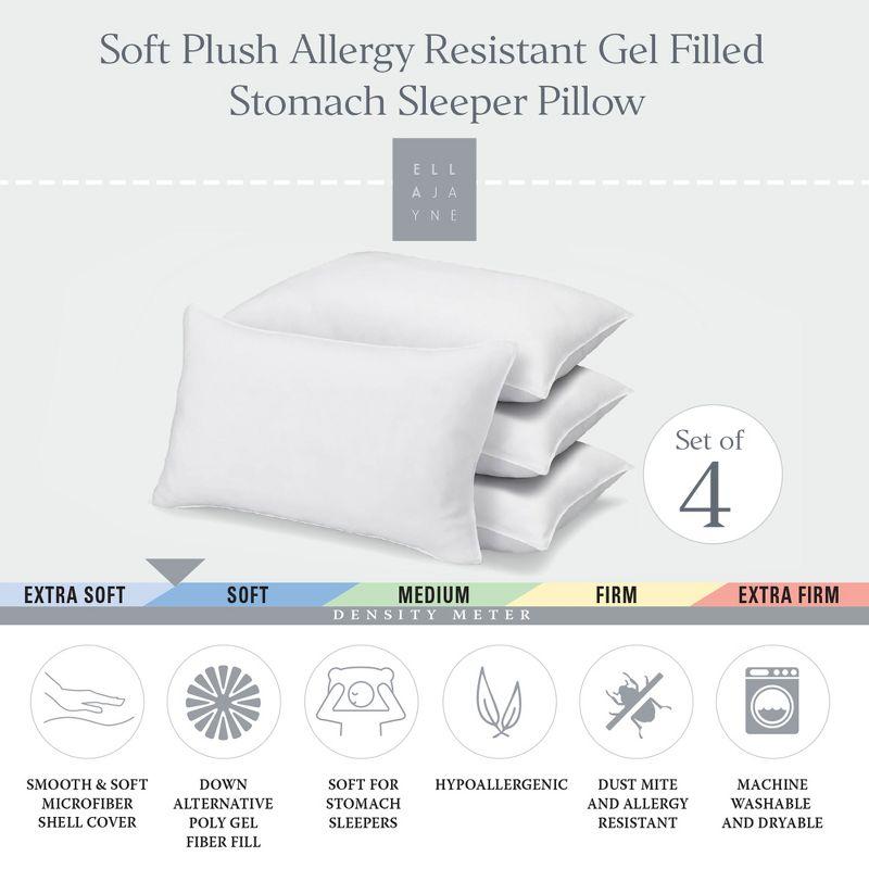 Ella Jayne Home Exquisite Hotel Soft Plush Gel Fiber Filled Allergy Resistant Stomach Sleeper Pillow (Set of 4)