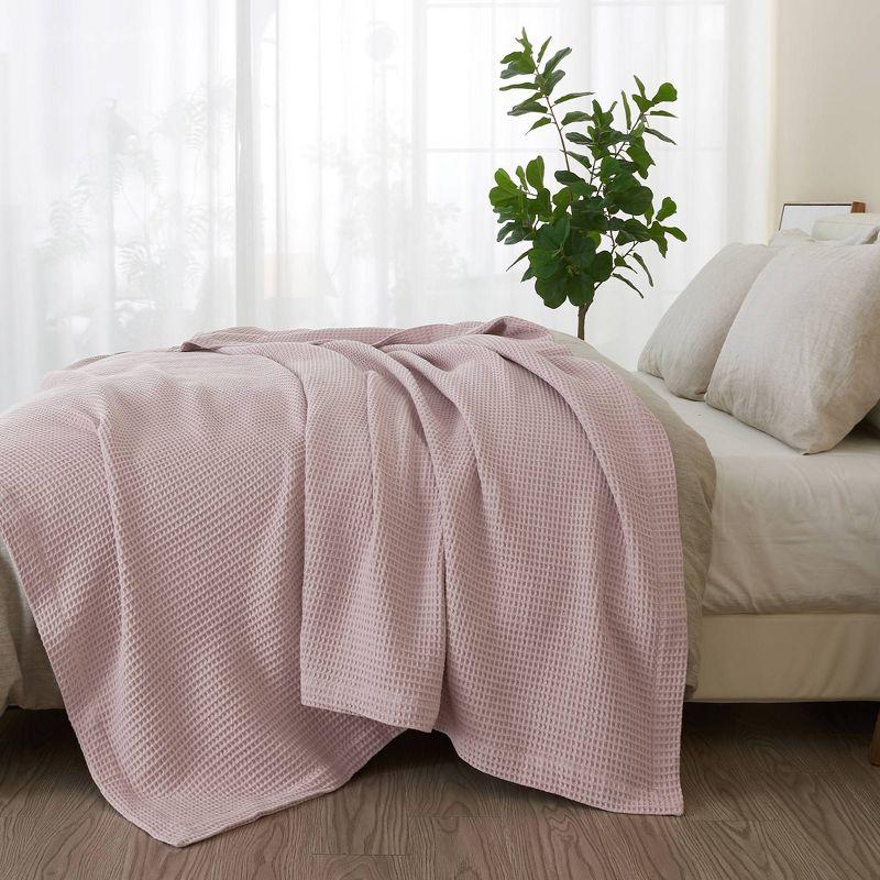 Solid Cotton Waffle Weave Blanket