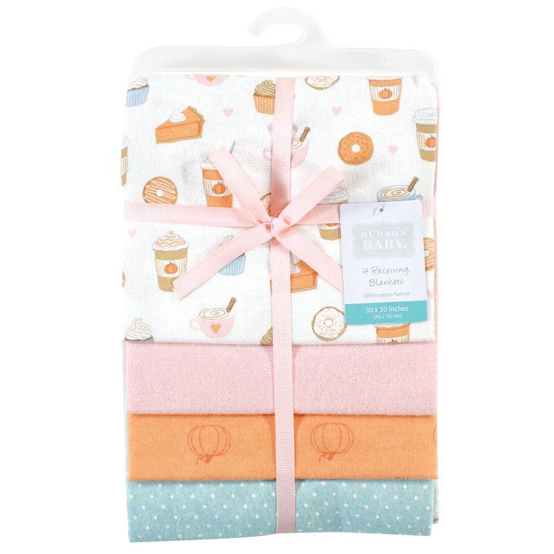 Pumpkin Spice Cotton Flannel Baby Receiving Blankets, One Size