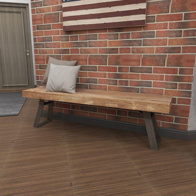 Natural Solid Wood Bench Light Brown - Olivia & May: Rustic Entryway, 3-Person Seating