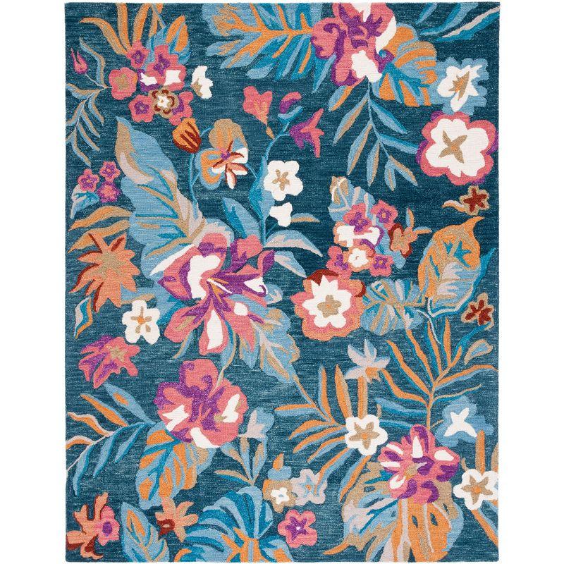 Jardin Blue and Pink Hand-Tufted Floral Wool Area Rug