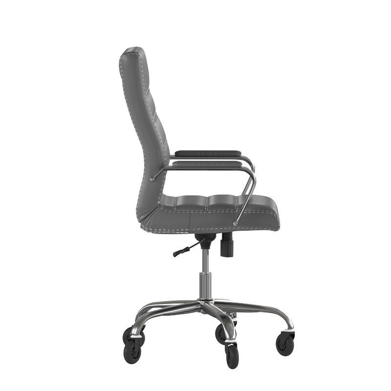 Flash Furniture Whitney High Back Executive Swivel Office Chair with Black Frame, Arms, and Transparent Roller Wheels