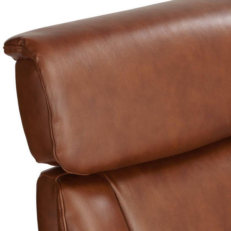 BenchMaster Brown Swivel Faux Leather Recliner Chair Modern Armchair Comfortable Manual Reclining Footrest Headrest for Bedroom