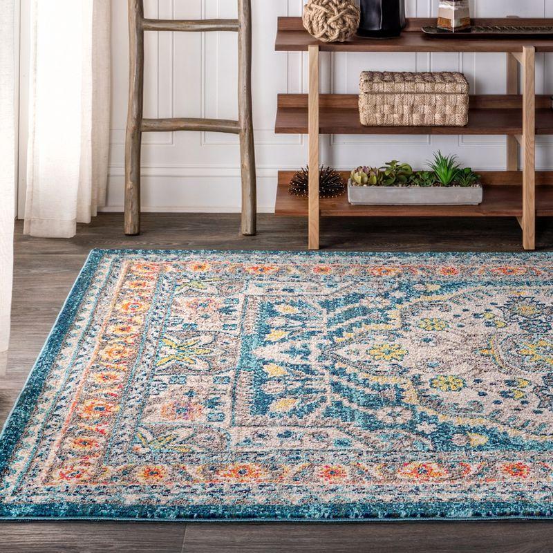 8' x 10' Blue Medallion Synthetic Reversible Area Rug