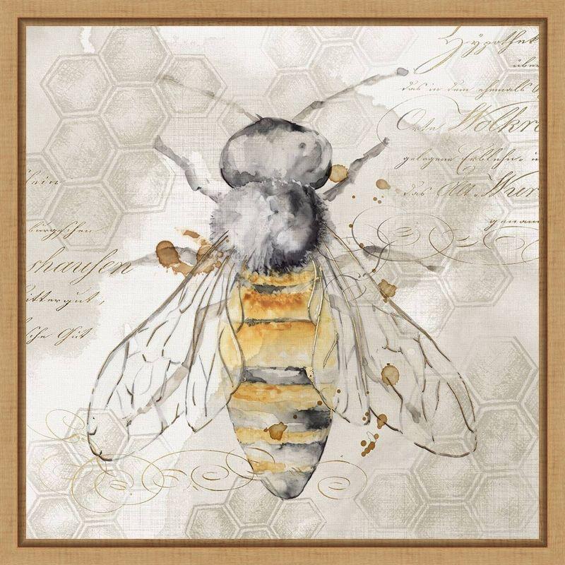 Queen Bee II Framed Canvas Print with Maple Frame