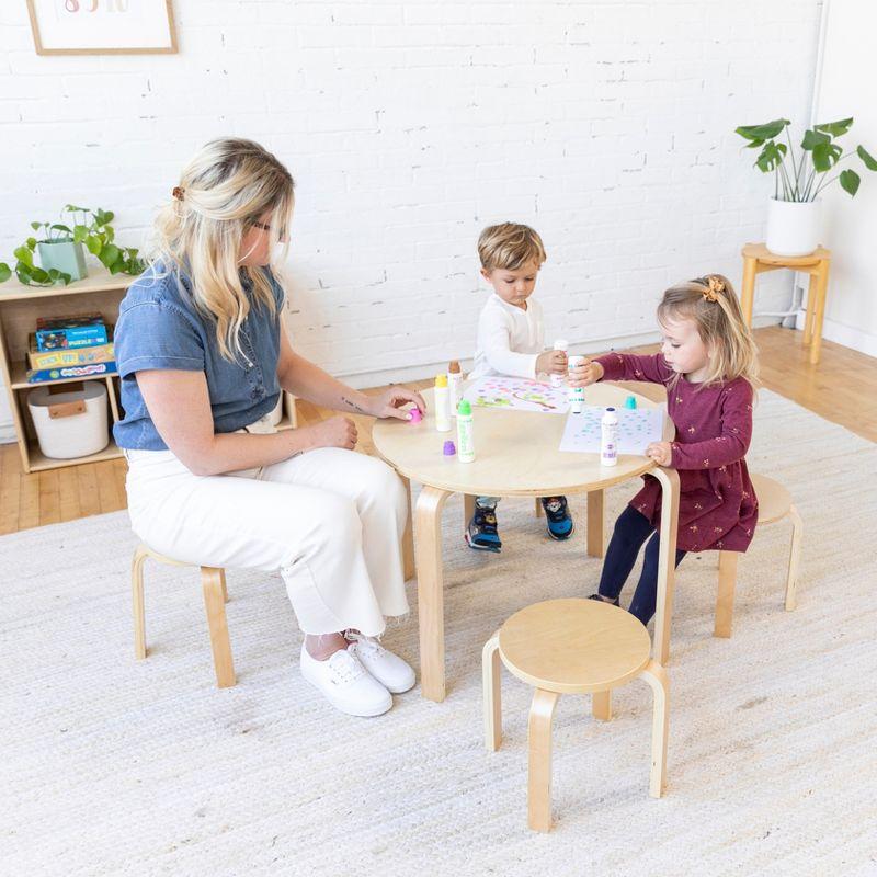 ECR4Kids Bentwood Round Table and Curved Back Chair Set, Kids Furniture, 5-Piece