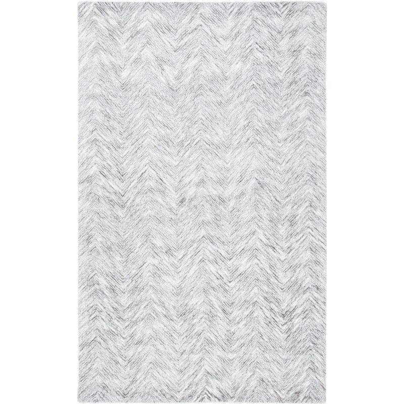 Gray Chevron Hand Tufted Wool and Viscose 4' x 6' Area Rug