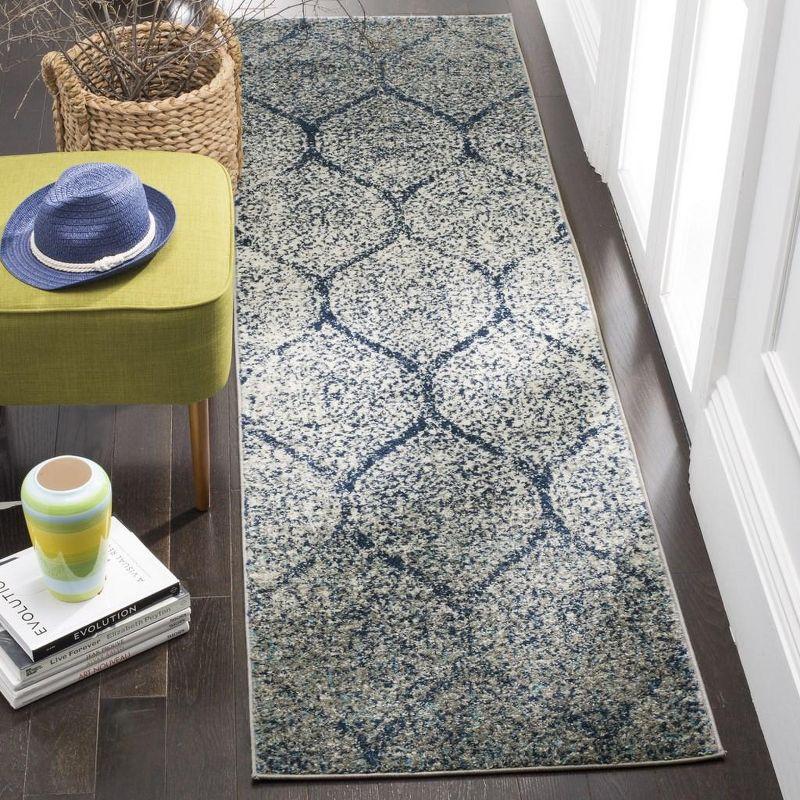 Madison MAD604 Power Loomed Indoor Runner Rug - Navy/Silver - 2'3"x14' - Safavieh