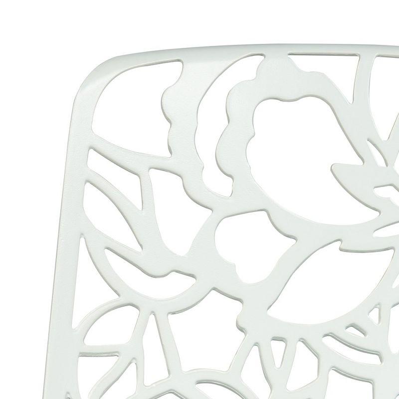 LeisureMod Devon Modern Aluminum Outdoor Stackable Dining Chair Set of 4, White