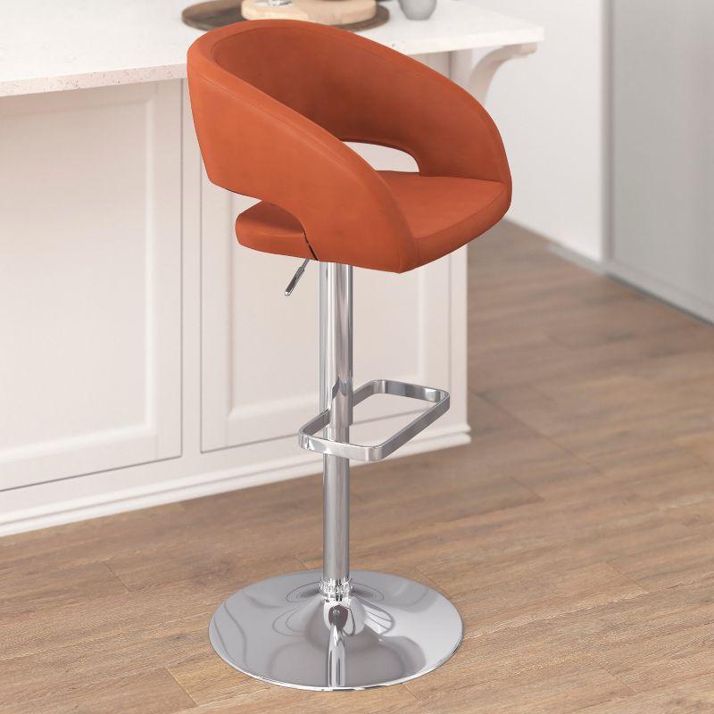 Flash Furniture Contemporary Vinyl Adjustable Height Barstool with Rounded Mid-Back