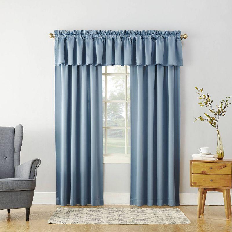 54"x95" Sun Zero Room Darkening Seymour Rod Pocket Curtain Panel Vintage Blue: Energy Efficient, Noise Reduction