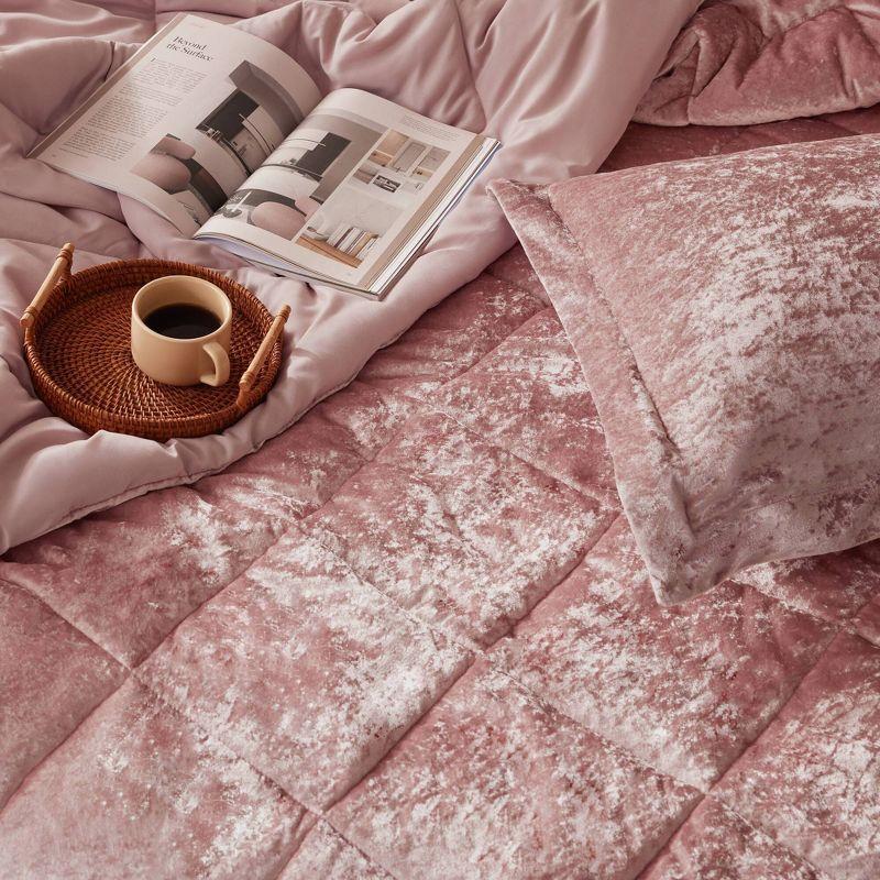 Felicia Crushed Velvet Comforter Set with Throw Pillow