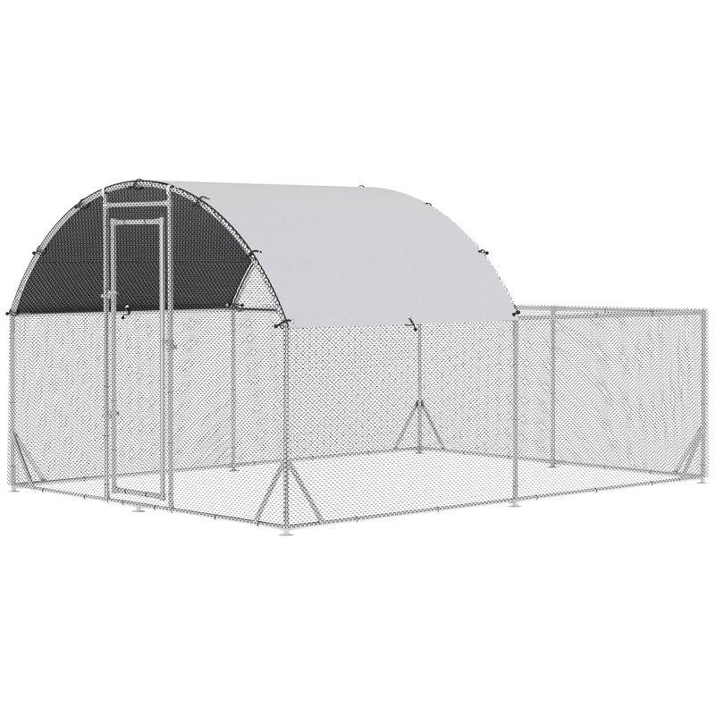 PawHut Large Metal Chicken Coop for Chickens, Walk-In Chicken Coop Run, Big Chicken House Chicken Cage Outdoor Chicken Coop