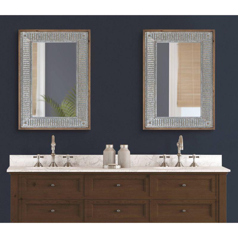 20" x 30" Rectangle Deely Wall Mirror Rustic Brown - Kate & Laurel All Things Decor
