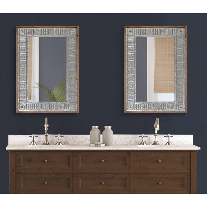 Rustic Brown Wood and Metal Full-Length Rectangular Mirror