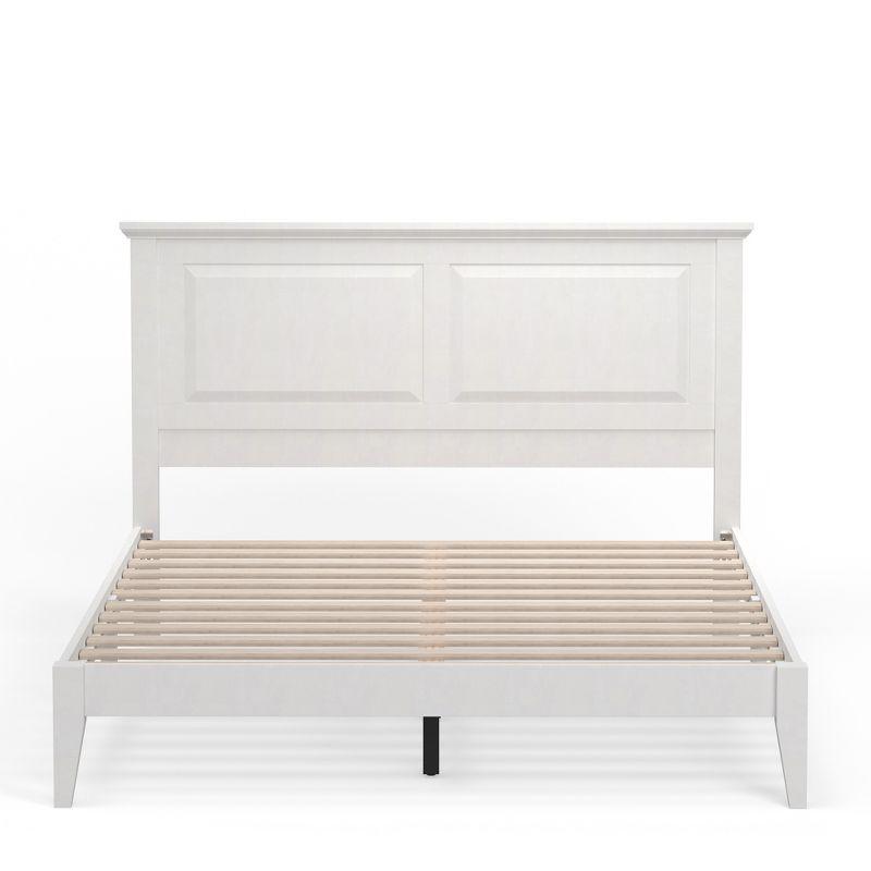 Queen White Oak Cottage Style Platform Bed with Headboard