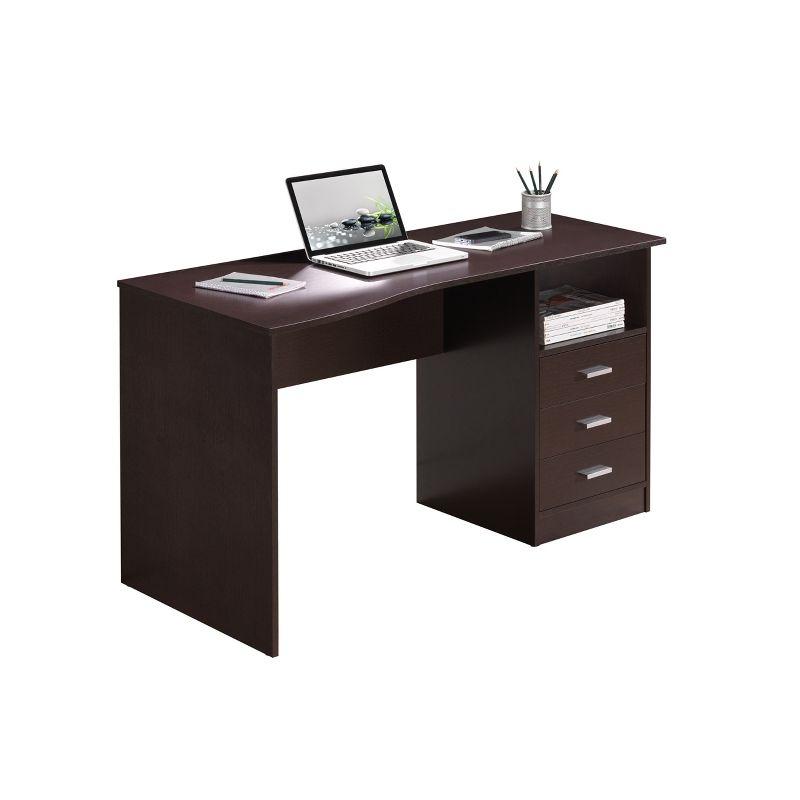 Espresso Gray 51" Wood Desk with 3 Drawers and Shelf