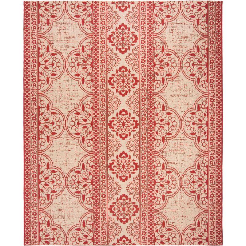 Beach House BHS174 Power Loomed Indoor/Outdoor Area Rug - Red/Creme - 6'7"x9'2" - Safavieh