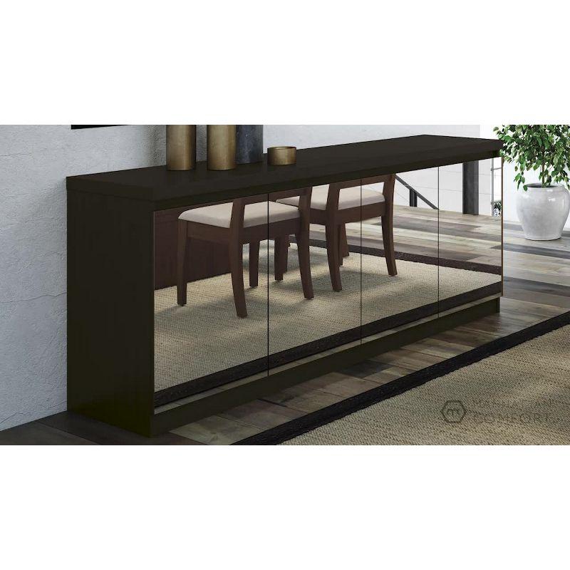 62.99" Viennese 6 Shelves Buffet Cabinet with Mirrors Matte Black - Manhattan Comfort: Modern Console Storage