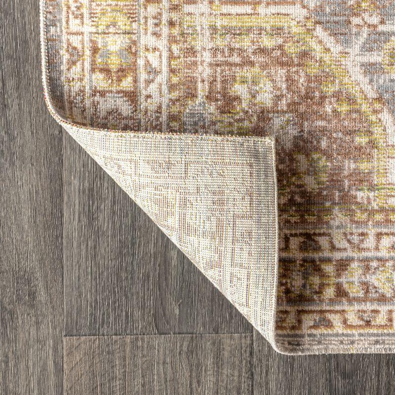 8'x10' Petras Modern Ornate Medallion Area Rug, Gray/Brown - JONATHAN Y