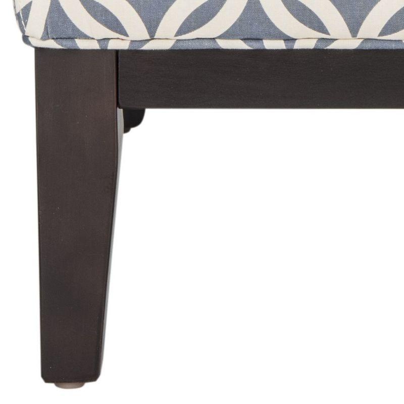 Transitional Geometric Blue Slipper Chair with Espresso Wood Legs