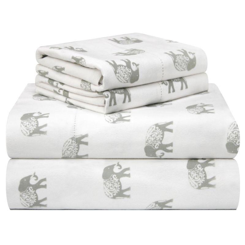 Pointehaven Flannel Animal Print Sheet Set