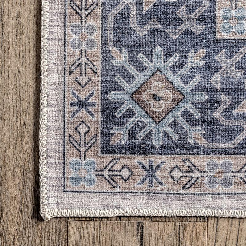 Nuloom Finley Medallion 5x8 Machine Washable Indoor Area Rug for Living Room Bedroom Dining Room Kitchen, Blue/Grey