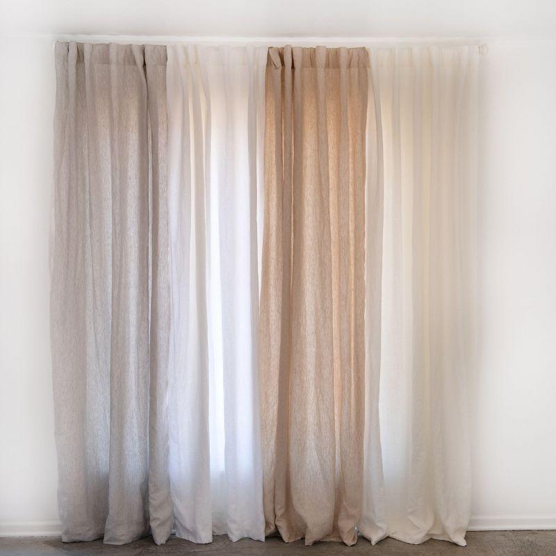 Pebble Heather 50" x 96" Light-Filtering Linen Cotton Window Curtains